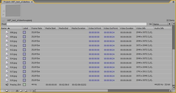 Панель проекта Adobe Premiere CS3